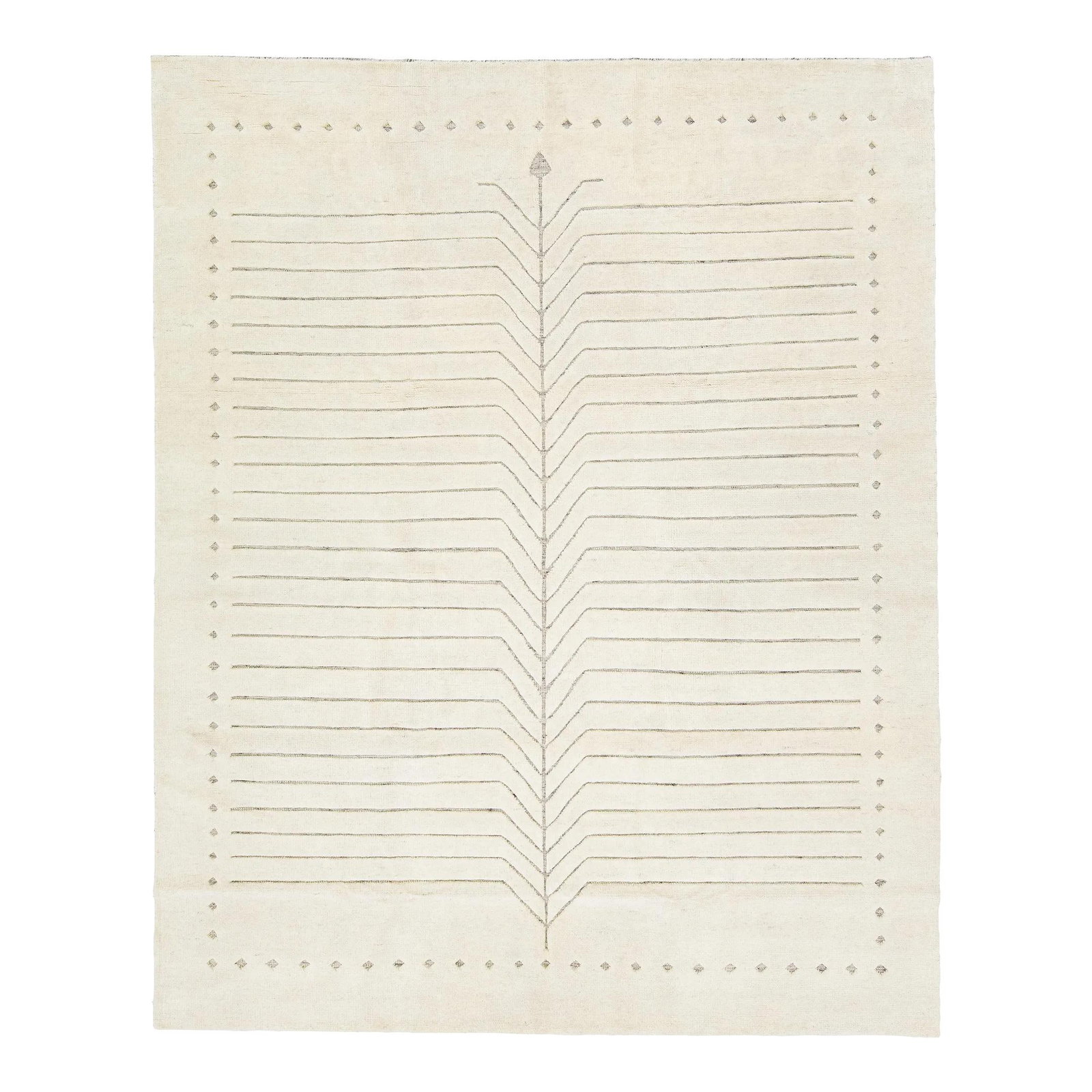 Handmade Modern Moroccan Wool Rug 8' x 10' Ivory Minimalist Design (1 of 7)