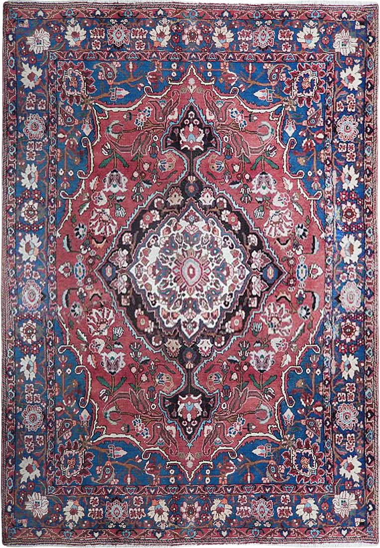 Handcrafted Red Semi Antique Persian Tabriz Rug 6'11 x 10'2 (1 of 5)