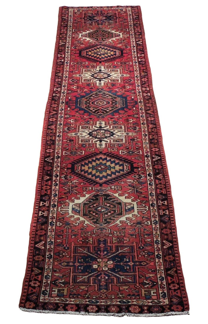 3'2" x 12'8" Handcrafted Semi-Antique Persian Karaja Runner Pearl Pink: 3'2" x 12'8" Handcrafted Semi-Antique Persian Karaja Runner Pearl Pink Free continental US Shipping Elevate your space with the exquisite 3.2 x 12.8 Semi-Antique Persian Karaja Runner. Handcrafted by 
