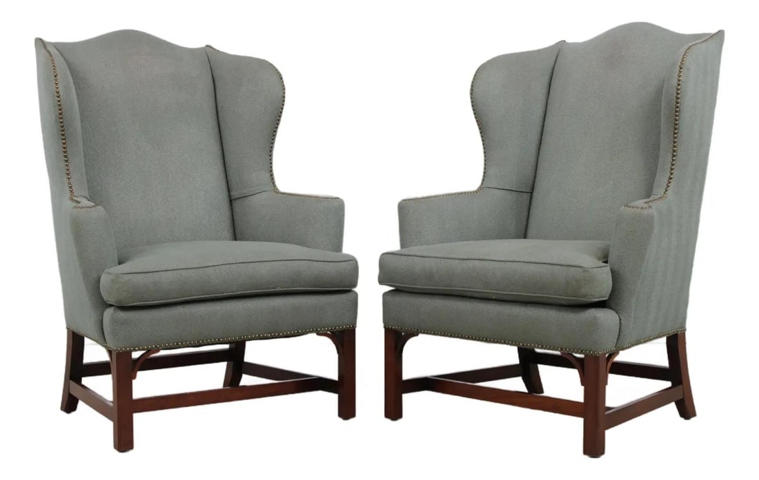 Kittinger Williamsburg mahogany wing chair pair (1 of 10)
