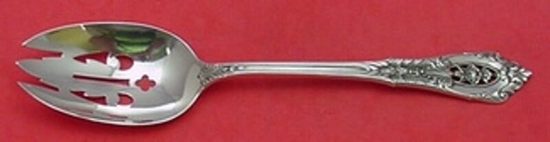 Wallace Rose Point Sterling Silver Slotted Serving Spoon 8 3/8" (1 of 2)
