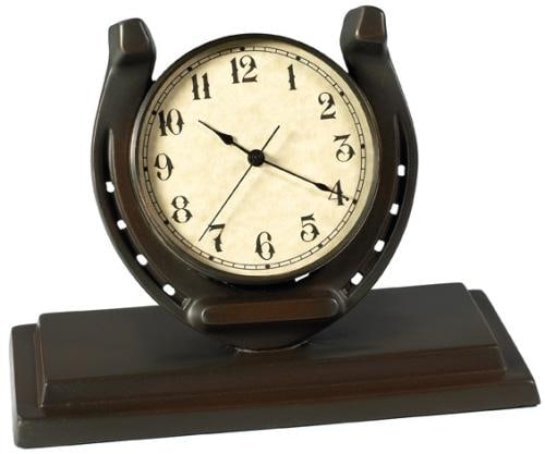 Horseshoe Design Quartz Mantel Clock Resin Hand-Painted Lodge Style (1 of 1)