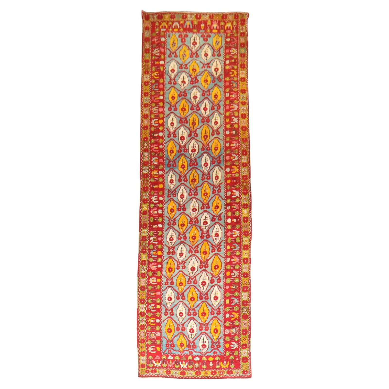 Antique Turkish Milas Runner Wool Hand-Woven 3'7" x 13'6" (1 of 10)
