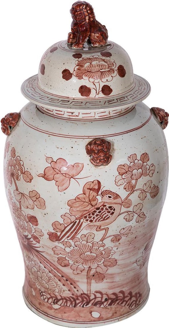 Rustic Handcrafted Maroon Red Ceramic Temple Jar 18x10x10 (1 of 5)