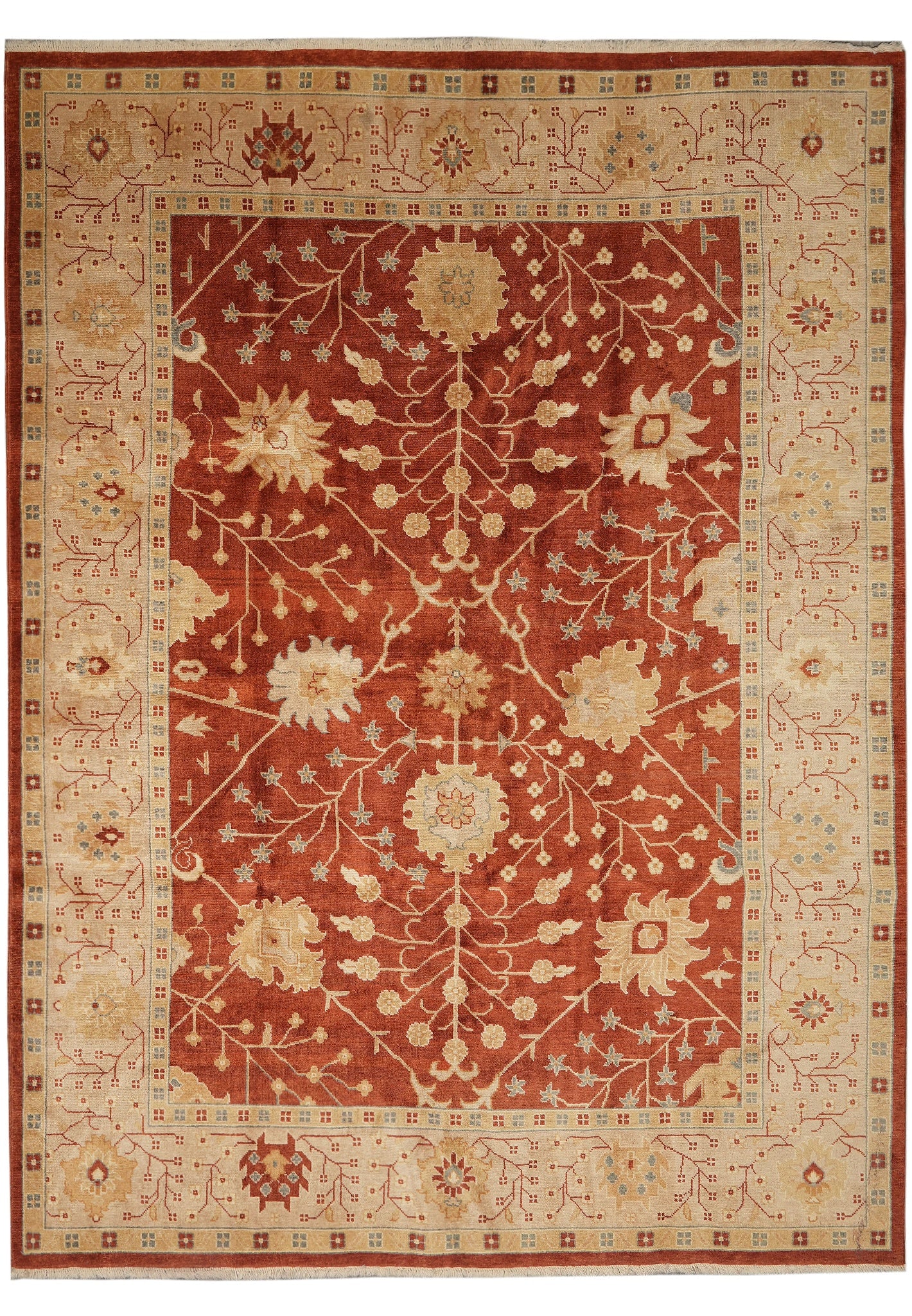 9 x 12 Natural Wool Zigler Chobi Peshawar Hand-Knotted Area Rug: 9 x 12 Natural Wool Zigler Chobi Peshawar Hand-Knotted Area Rug Free continental US Shipping This 9 x 12 Zigler Chobi Peshawar area rug is a handmade piece crafted from high-quality natural wool. Hand