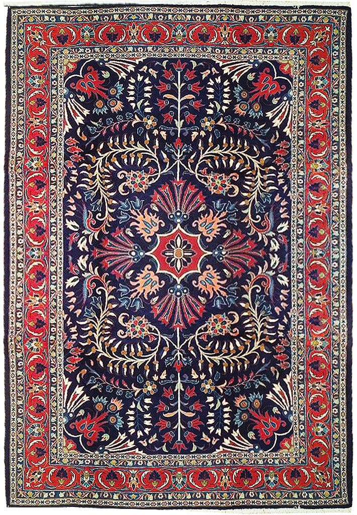 Navy Blue Fine Persian Lilihan Sarouk Rug 6'9 x 10' Handcrafted: Navy Blue Fine Persian Lilihan Sarouk Rug 6'9 x 10' Handcrafted Free continental US Shipping Enhance your space with this exquisite 6.9 x 10 Navy Blue Fine Persian Lilihan Sarouk Rug, handcrafted by s