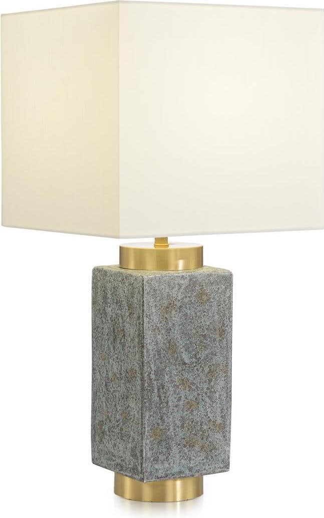Maeve Table Lamp by John-Richard Brass & Silk Square Shade: Maeve Table Lamp by John-Richard Brass & Silk Square Shade Introducing the Maeve Table Lamp, a stunning blend of elegance and sophistication. This lamp features a refined brass finish complemented by 