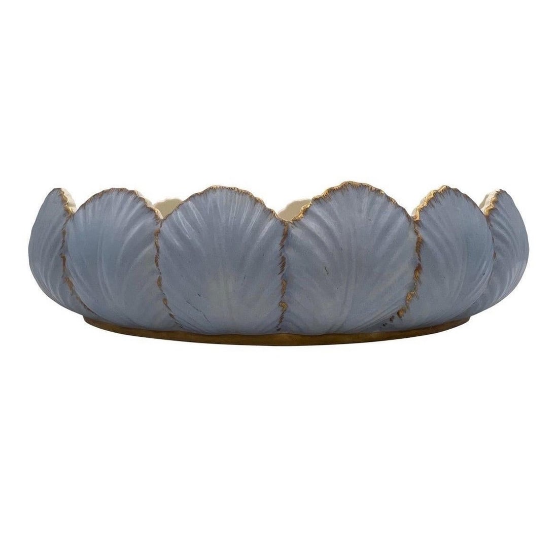 19th Century English Porcelain Centerpiece Bowl with Gold Leaf and Floral Motif: 19th Century English Porcelain Centerpiece Bowl with Gold Leaf and Floral Motif This exquisite antique English porcelain centerpiece bowl features a stunning foliate shell and scallop rim design, beau