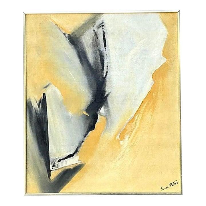 Susan Potter Abstract Expressionist Oil on Canvas With Gold Tone Frame (1 of 10)