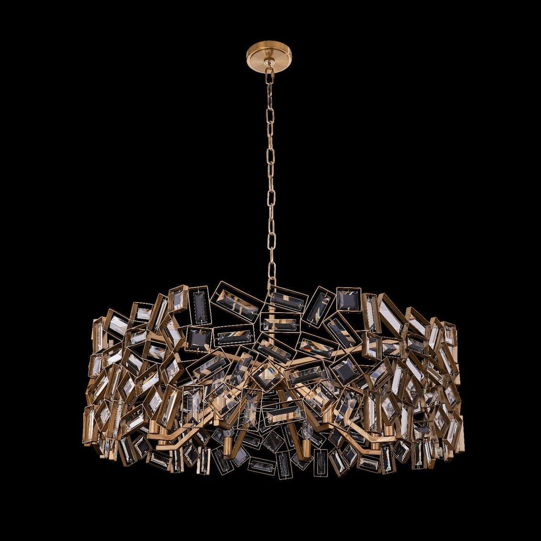 Kalco Inclanata Winter Brass Pendant Light 37 Inch Crystal Fixture (1 of 1)