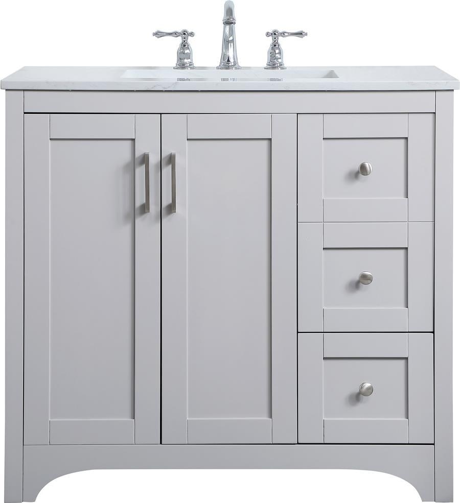 Elegant Lighting Grey Transitional Bathroom Vanity with Quartz Top: Elegant Lighting Grey Transitional Bathroom Vanity with Quartz Top This stylish grey vanity combines elegance and functionality, making it a perfect addition to any bathroom or dressing area. Featurin