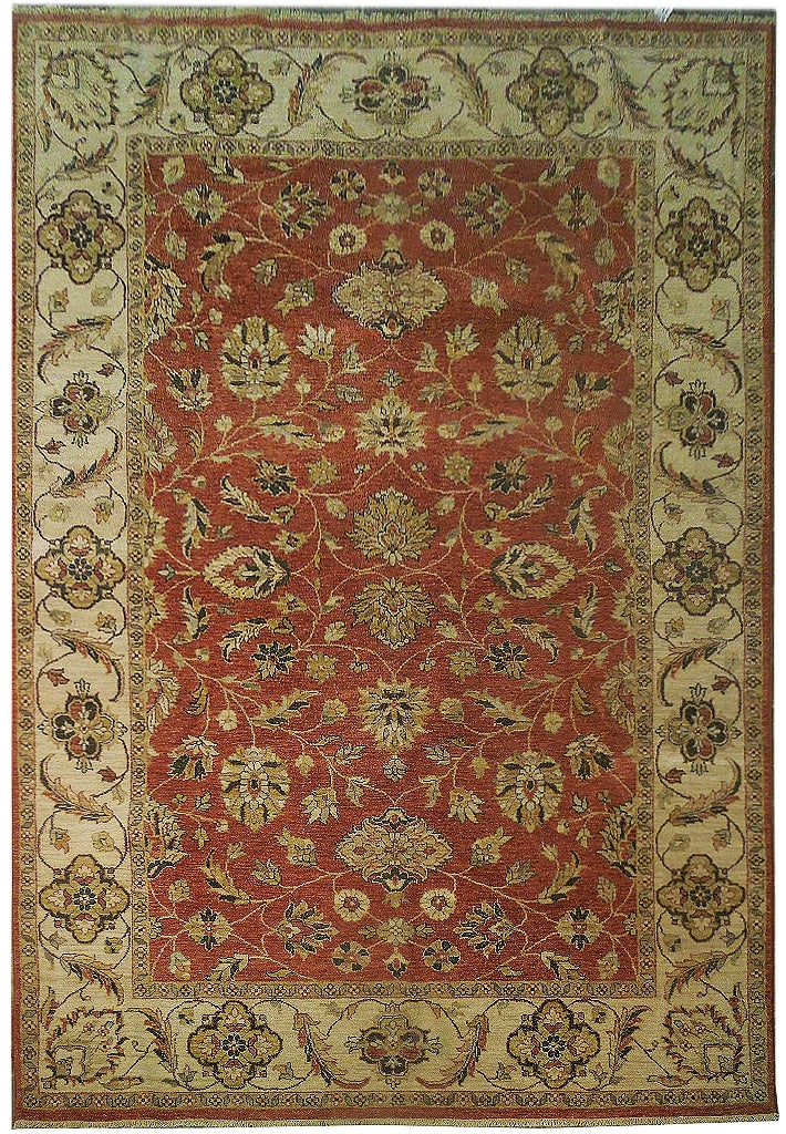 Coral Rust Orange Hand-Knotted Chobi Rug 6' x 9'2" Eco-Friendly Wool: Coral Rust Orange Hand-Knotted Chobi Rug 6' x 9'2" Eco-Friendly Wool Free continental US Shipping Introducing the 6' x 9' Coral Rust Orange Vegetable Dyed Chobi Rug, a stunning piece that combines tra