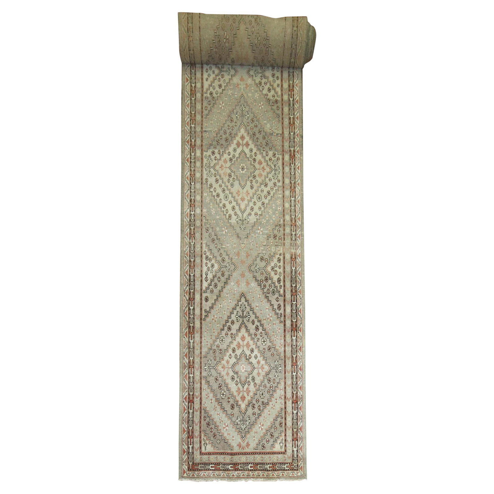 Rare 33ft Antique Khotan Runner Wool Hand-Knotted East Turkestan 1910: Rare 33ft Antique Khotan Runner Wool Hand-Knotted East Turkestan 1910 This rare Long Antique Khotan Runner showcases exquisite craftsmanship and rich history, measuring 3'7" wide by 33'5" long (43 in 