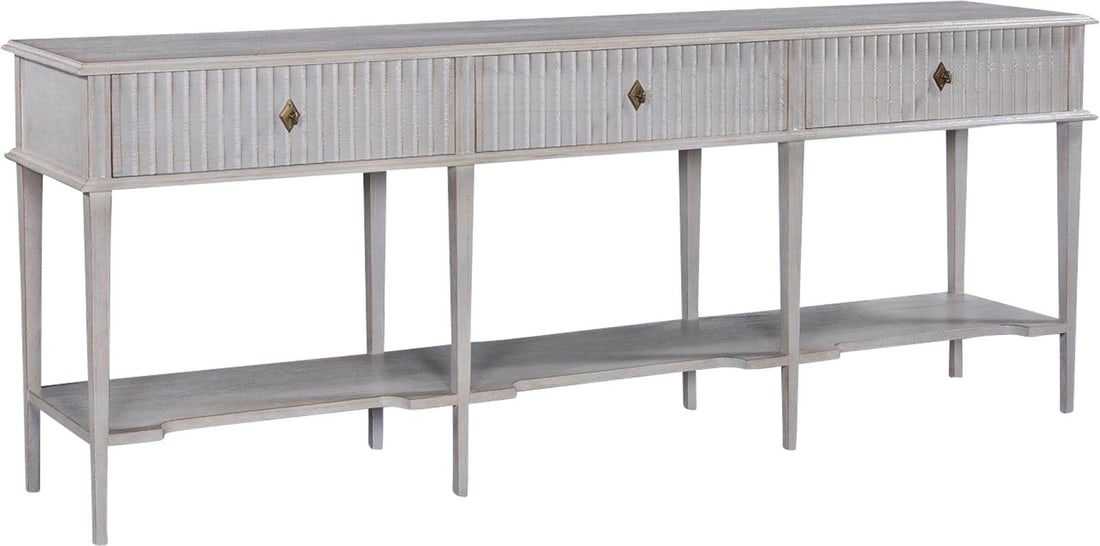 Taylor Console Table in Refined Pewter with Brass Hardware (1 of 5)