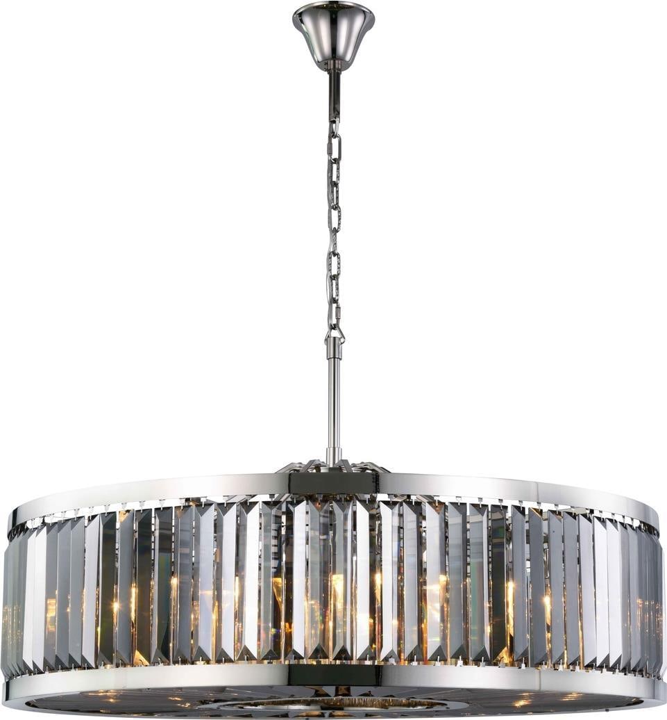 Chelsea Pendant Light Crystal Elegance 10 Bulb Polished Nickel Shade: Chelsea Pendant Light Crystal Elegance 10 Bulb Polished Nickel Shade Illuminate your space with the Chelsea Pendant, a stunning blend of geometric design and crystal brilliance. This pendant light fea