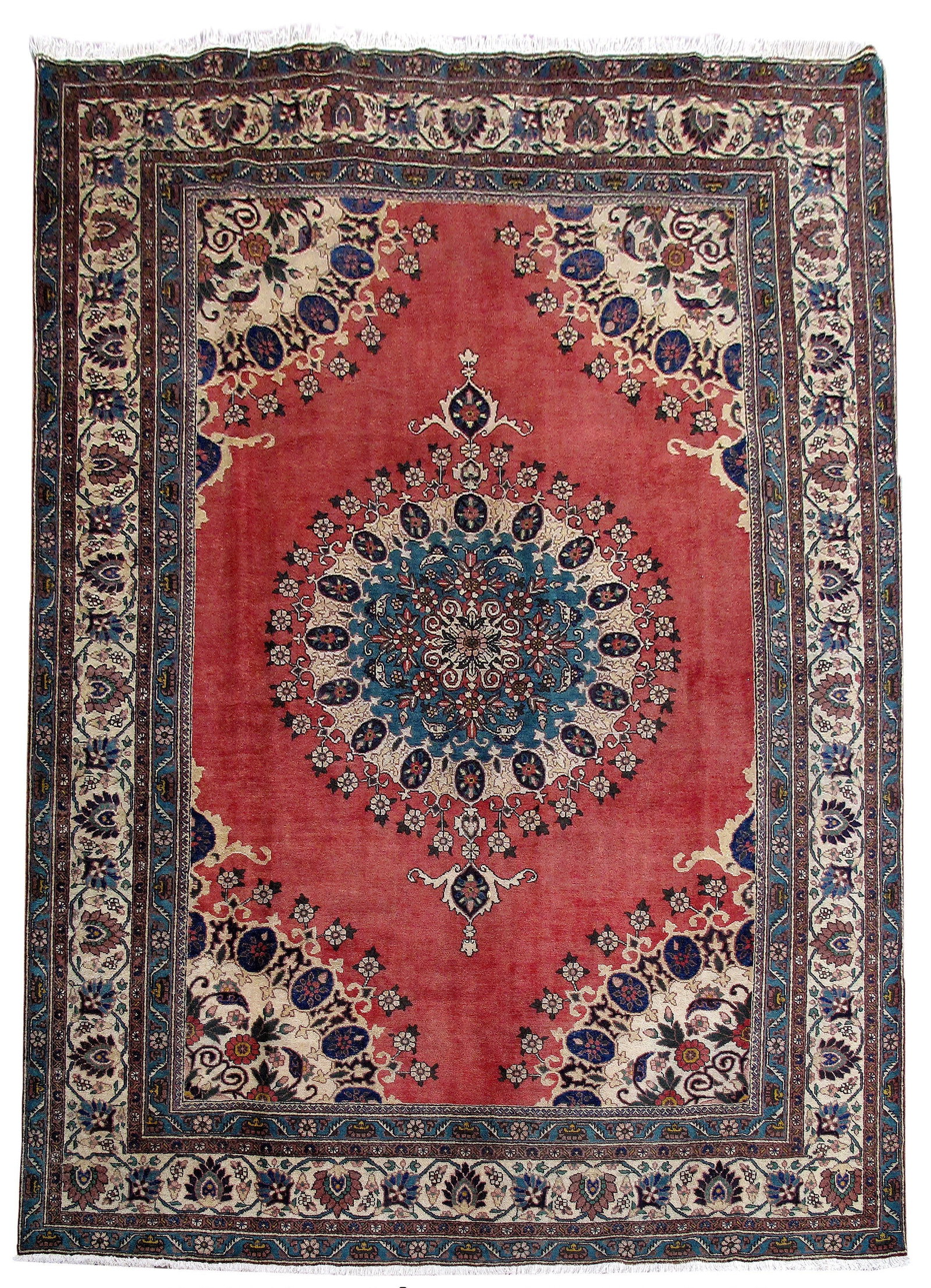 Handwoven 9 x 12.6 Dull Red Persian Tabriz Khoy Rug from Iran (1 of 3)