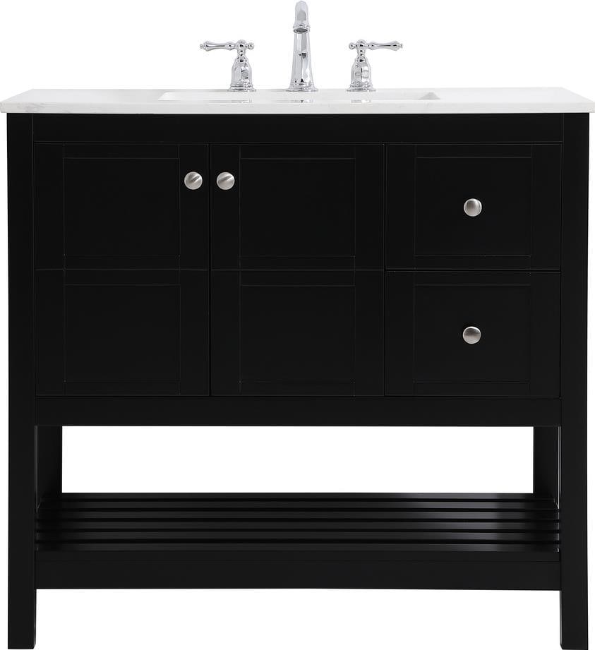 Elegant Lighting Traditional Black Bathroom Vanity Brushed Nickel Finish: Elegant Lighting Traditional Black Bathroom Vanity Brushed Nickel Finish Elevate your bathroom with this Traditional Black Vanity by Elegant Lighting, designed to blend seamlessly into transitional de