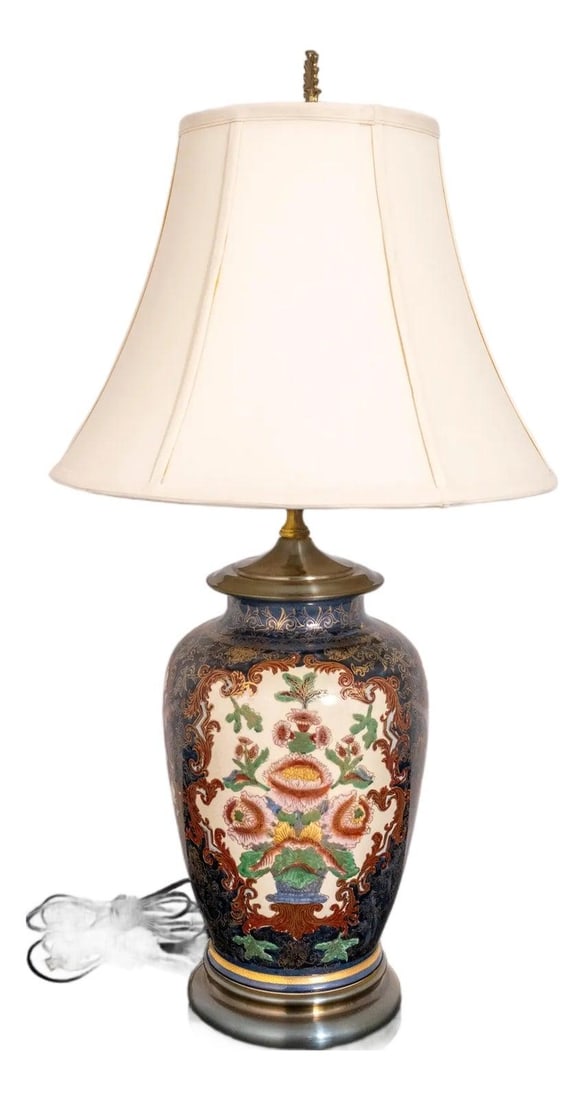 Wildwood Chinoiserie Cloisonne Porcelain Table Lamp Floral Design 32" (1 of 10)