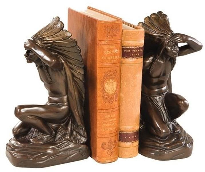Rustic Lodge Style Indian Chief Bookends Hand-Cast Resin Home Decor (1 of 1)
