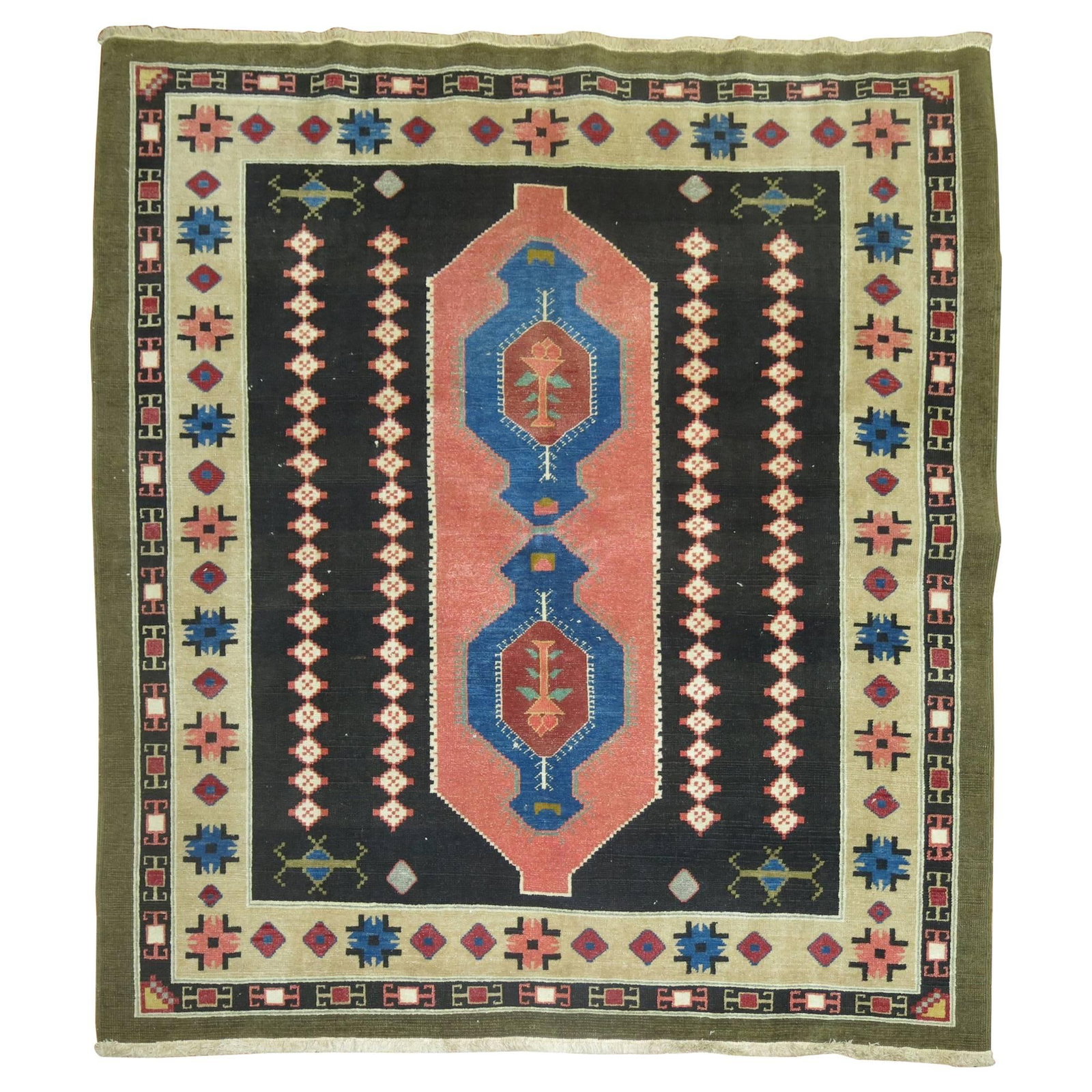 Hand Knotted Wool Turkish Anatolian Carpet 59 x 63 in (1 of 5)