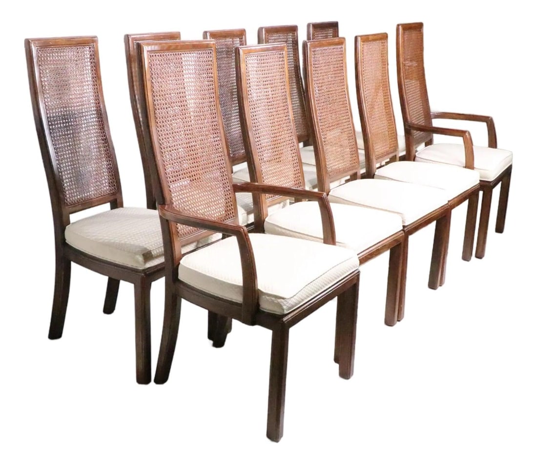 Ten Piece Cane High Back Dining Chair Set Henredon Circa 1980s (1 of 10)