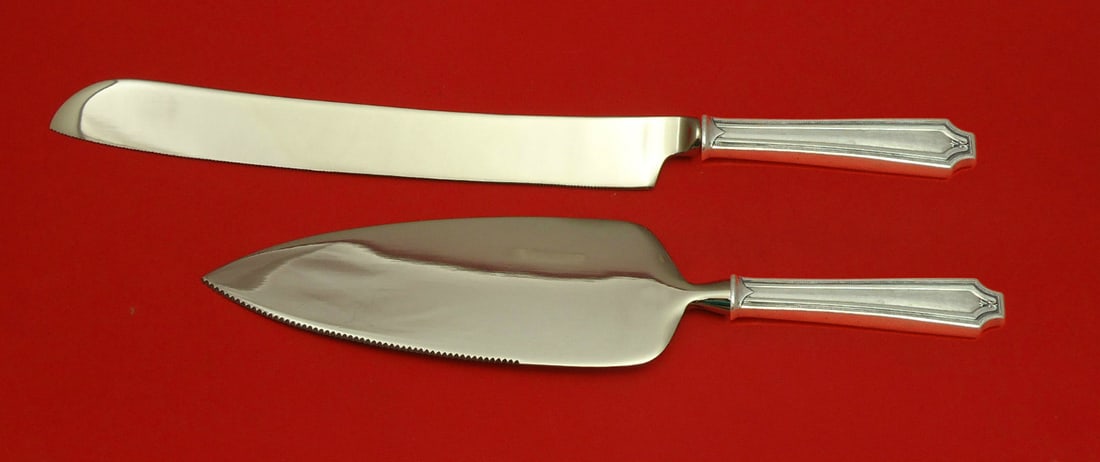 Whiting King Albert Sterling Silver Wedding Cake Set 2pc (1 of 1)