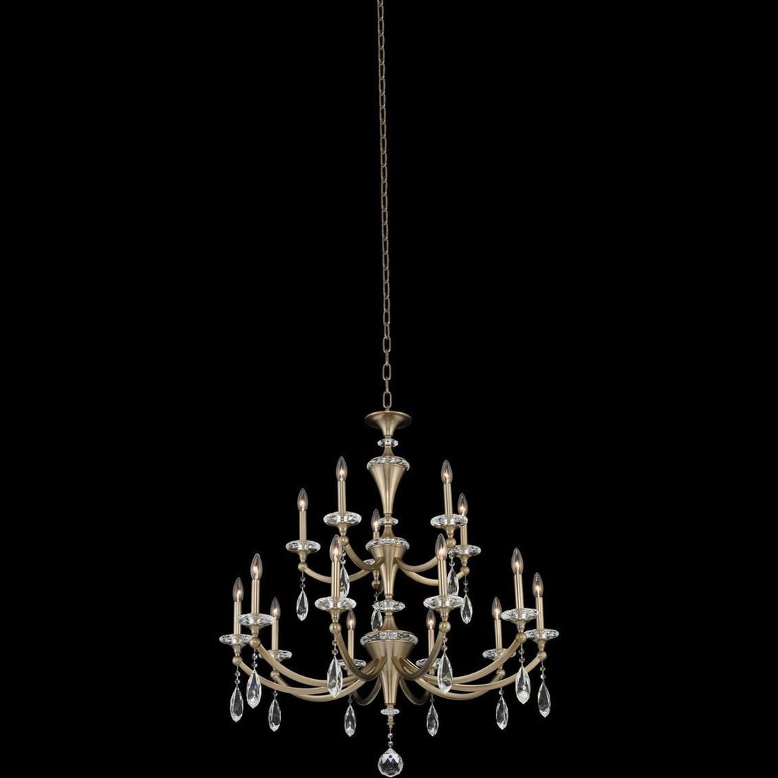 Kalco Floridia 15-Light Crystal Brass Chandelier Modern Classic (1 of 1)