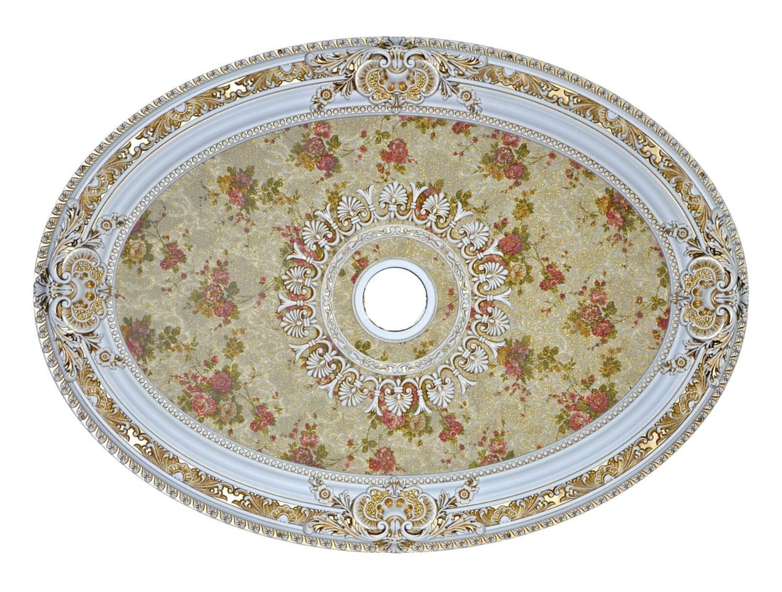 Artistry oval ceiling medallion antique white rose bouquet 43 inch (1 of 2)