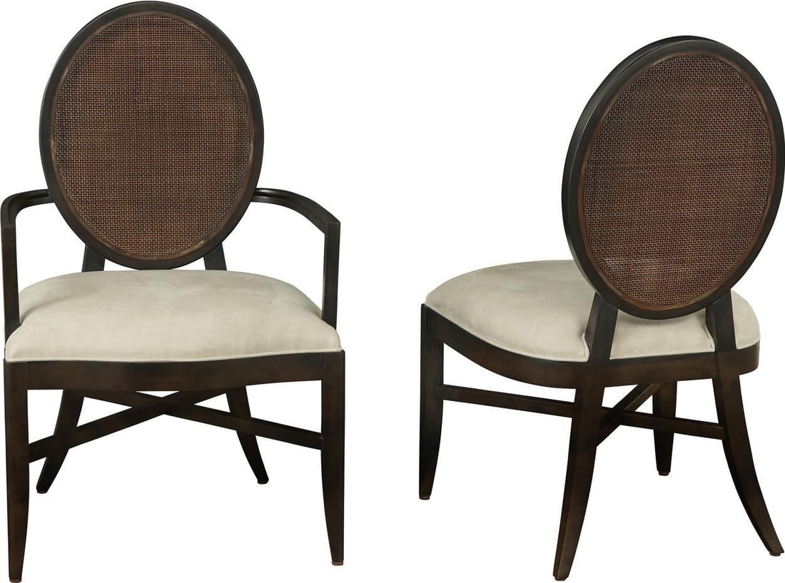 Regency Style Port Eliot Black Cane Back Side Chair: Regency Style Port Eliot Black Cane Back Side Chair Introducing the Timeless Black Cane Back Side Chair, a stunning piece that blends vintage charm with modern comfort. Crafted in a Regency style, thi