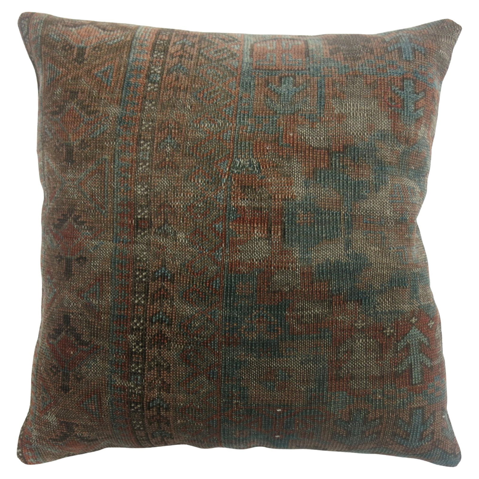 Tribal Antique Ersari Rug Pillow 20 x 20 Vintage Blue Brown: Tribal Antique Ersari Rug Pillow 20 x 20 Vintage Blue Brown This exquisite pillow showcases the rich heritage of tribal art, crafted from a late 19th-century antique Ersari rug. The design features a 