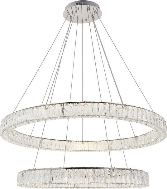 Elegant Lighting Monroe Chrome Bowl Chandelier with Royal-Cut Crystals: Elegant Lighting Monroe Chrome Bowl Chandelier with Royal-Cut Crystals Illuminate your space with this contemporary bowl chandelier, featuring a stunning design crafted with royal-cut clear crystals a