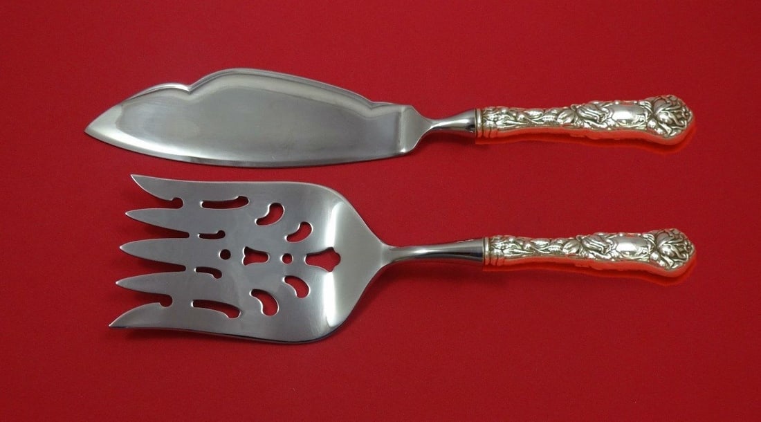 Bridal Rose by Alvin Custom Made Sterling Silver Fish Serving Set 2 Piece (1 of 1)