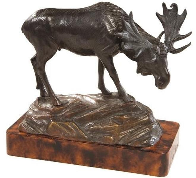 Hand-Cast Moose Sculpture Lodge Decor Chestnut Ebony (1 of 1)