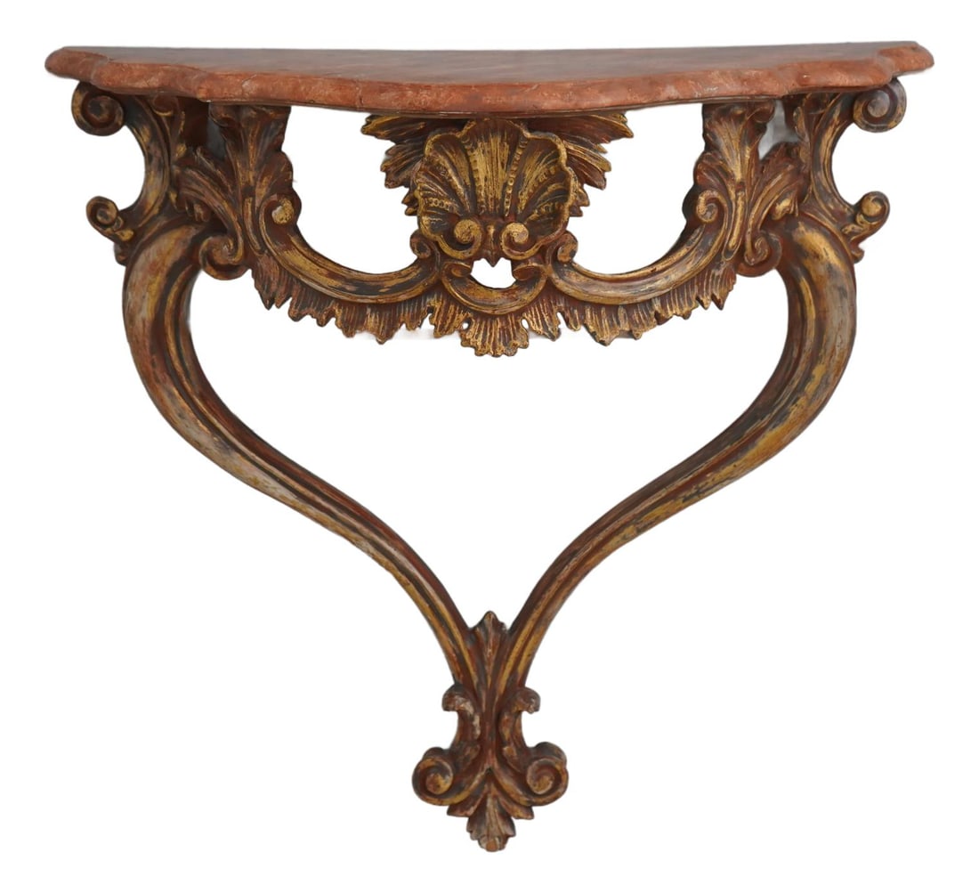 Italian Baroque Giltwood Wall Shelf Antique Gold Finish 29.5x24x29 (1 of 10)