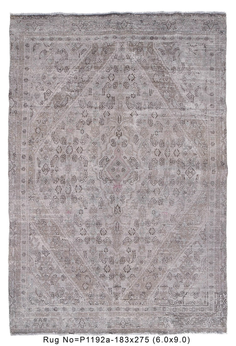 6 x 9 Vintage-Inspired Low Pile Rug Soft Gray Brown (1 of 8)