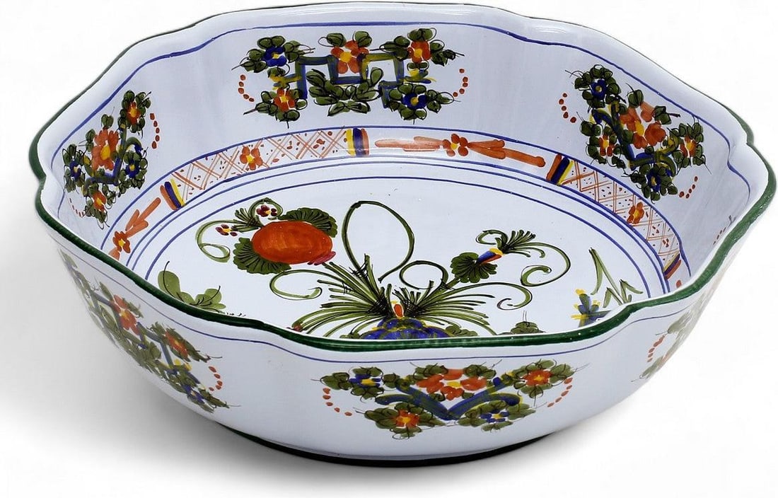 Large Italian Ceramic Salad Bowl Deruta Style Carnation Collection (1 of 5)
