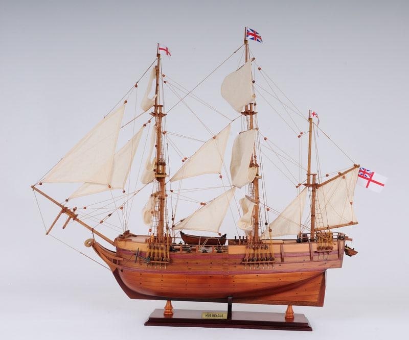 Handcrafted English Style HMS Beagle Ship Model with Wood Base (1 of 15)