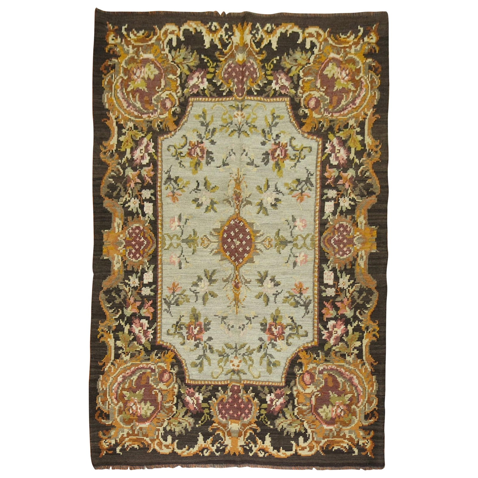 1940s Russian Bessarabian Wool Floral Kilim Rug 60 x 79 in (1 of 6)