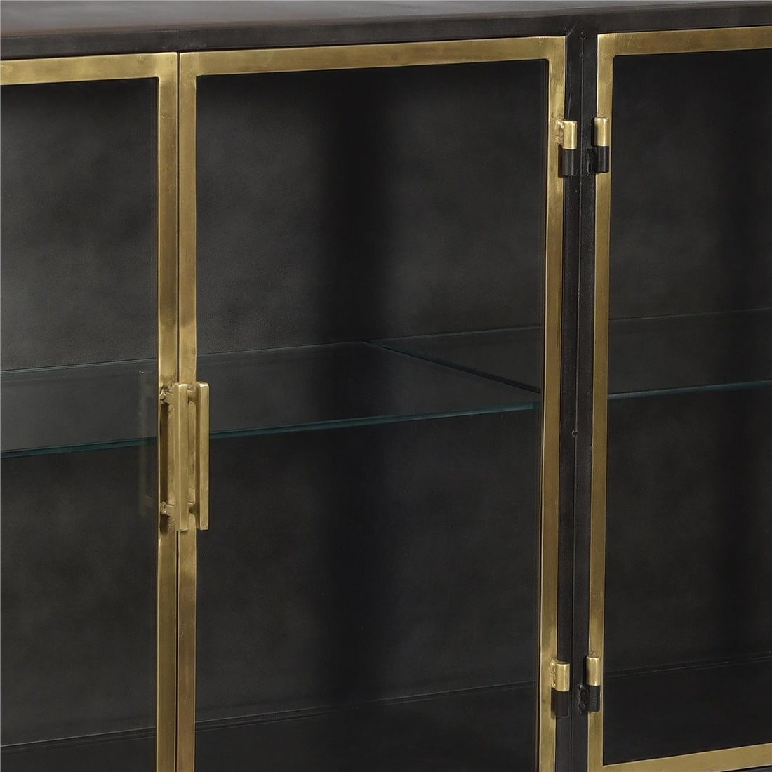 French Style Gunmetal Brass Sideboard 72": French Style Gunmetal Brass Sideboard 72" This elegant sideboard combines a vintage aesthetic with modern functionality. Crafted in a French style, the piece features an antique brass gunmetal finish 