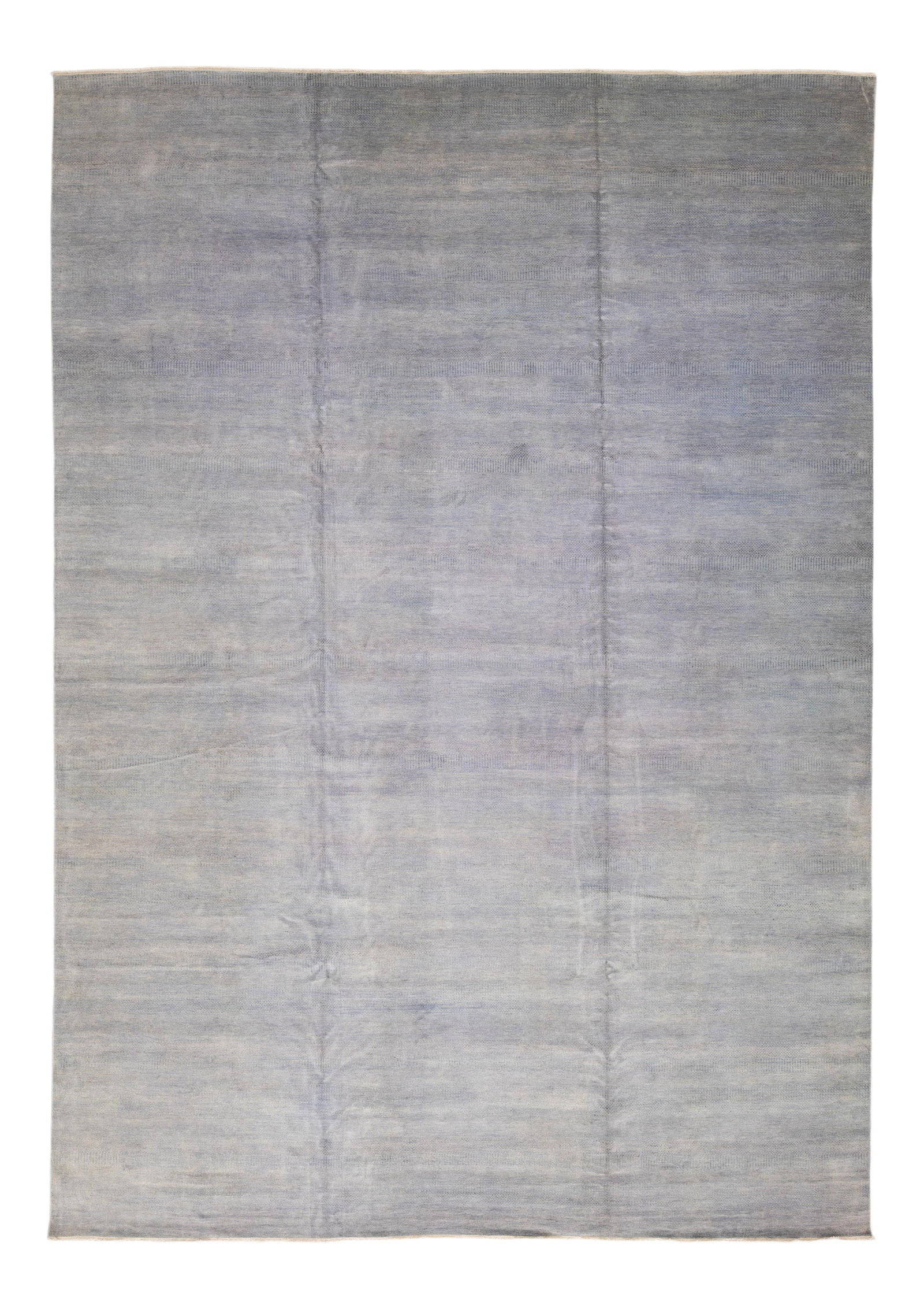 Contemporary Savannah Handmade Wool Rug 16' x 22'9' Gray Geometric Pattern: Contemporary Savannah Handmade Wool Rug 16' x 22'9' Gray Geometric Pattern Elevate your space with this stunning Contemporary Savannah handmade wool rug. Crafted with meticulous attention, this rug fe