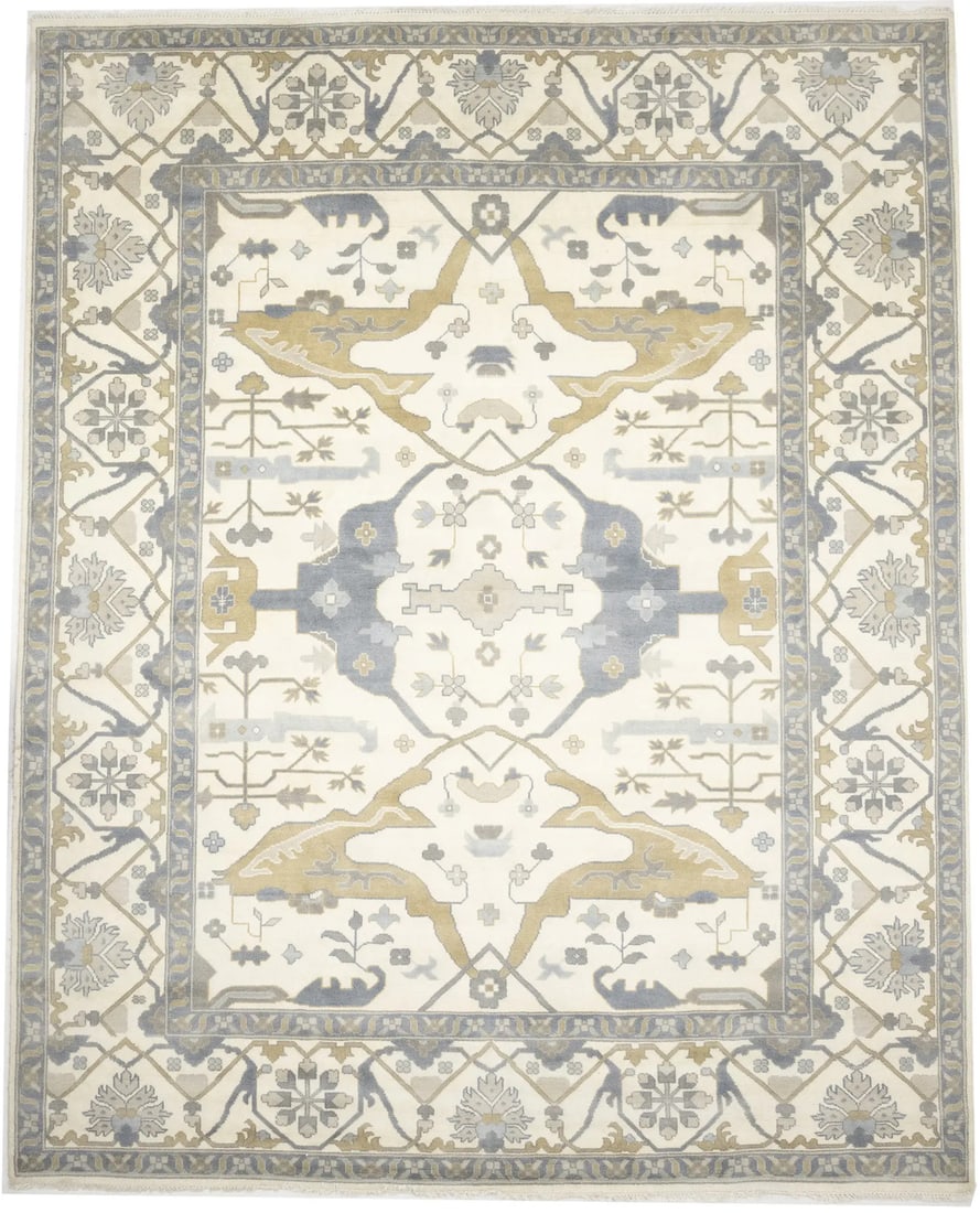 Extra Large Handmade Oushak Floral Wool Area Rug 12'1 x 15'0: Extra Large Handmade Oushak Floral Wool Area Rug 12'1 x 15'0 Elevate your home decor with this Extra Large Handmade Oushak Oriental Rug, featuring a stunning floral design that complements modern and 