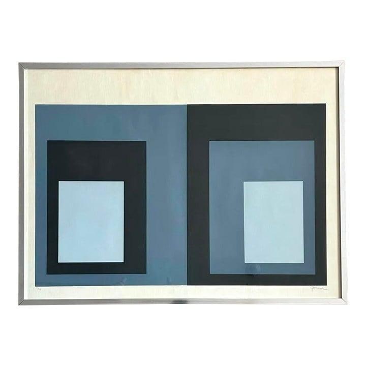 Framed Geometric Abstract Art Print with Silver Finish (1 of 5)