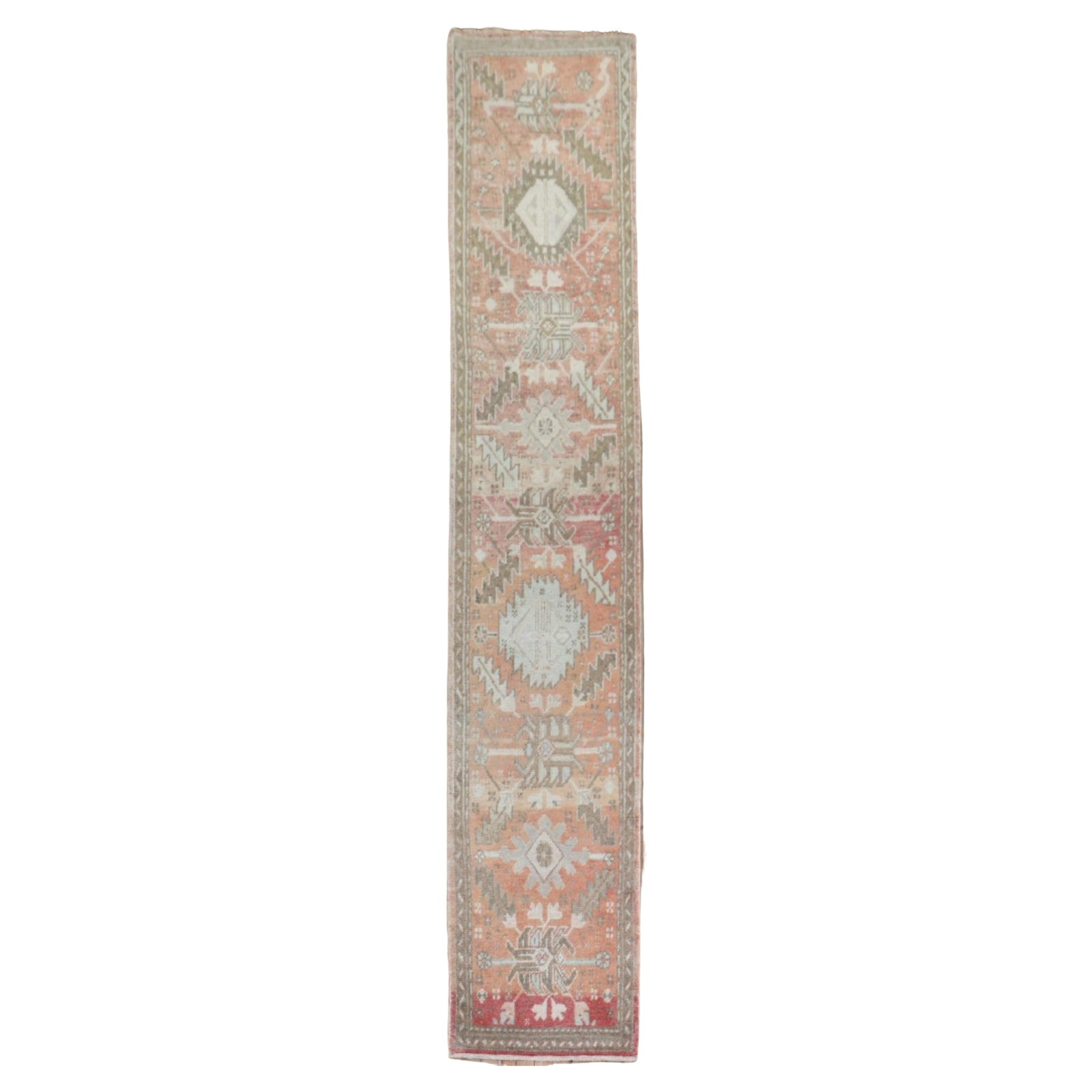 Antique Early 20th Century Turkish Oushak Wool Runner 24x130: Antique Early 20th Century Turkish Oushak Wool Runner 24x130 This early 20th-century Turkish Oushak narrow runner is a stunning addition to any space. Hand-woven from high-quality wool, it showcases t