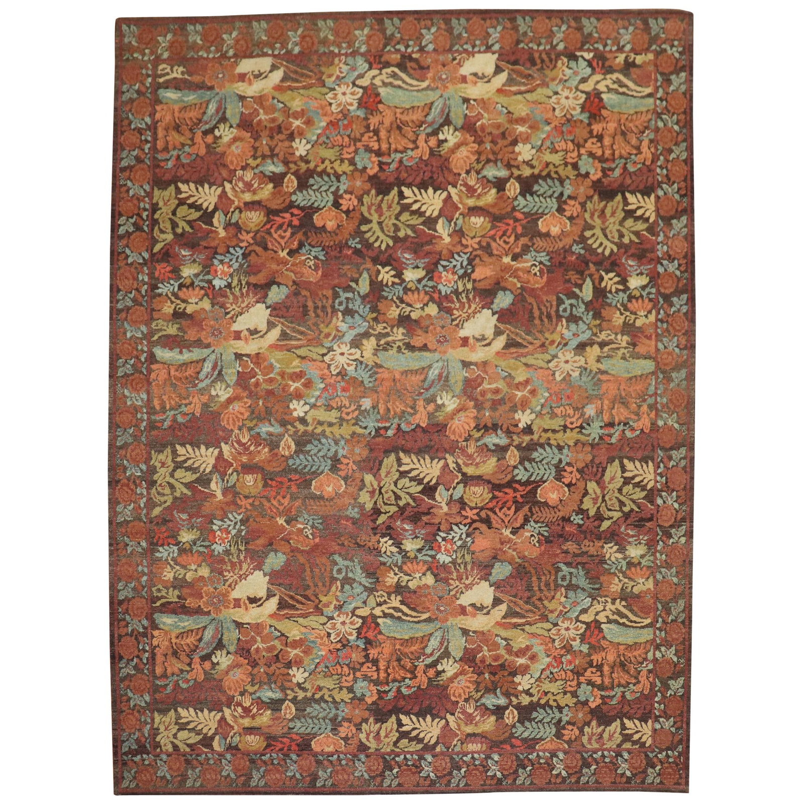 Unique 21st Century Turkish Besserabian Wool Carpet 8' x 10' Autumn Floral Design: Unique 21st Century Turkish Besserabian Wool Carpet 8' x 10' Autumn Floral Design This contemporary Turkish Bessarabian rug showcases a stunning all-over floral design in rich autumn colors. Hand-knot