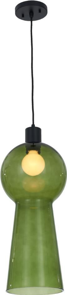 Kalco Matte Black Green Glass Mini Pendant Light 1-Light Dimmable: Kalco Matte Black Green Glass Mini Pendant Light 1-Light Dimmable Illuminate your space with this elegant Matte Black Green Glass Pendant Light, designed to bring a touch of sophistication to your hom