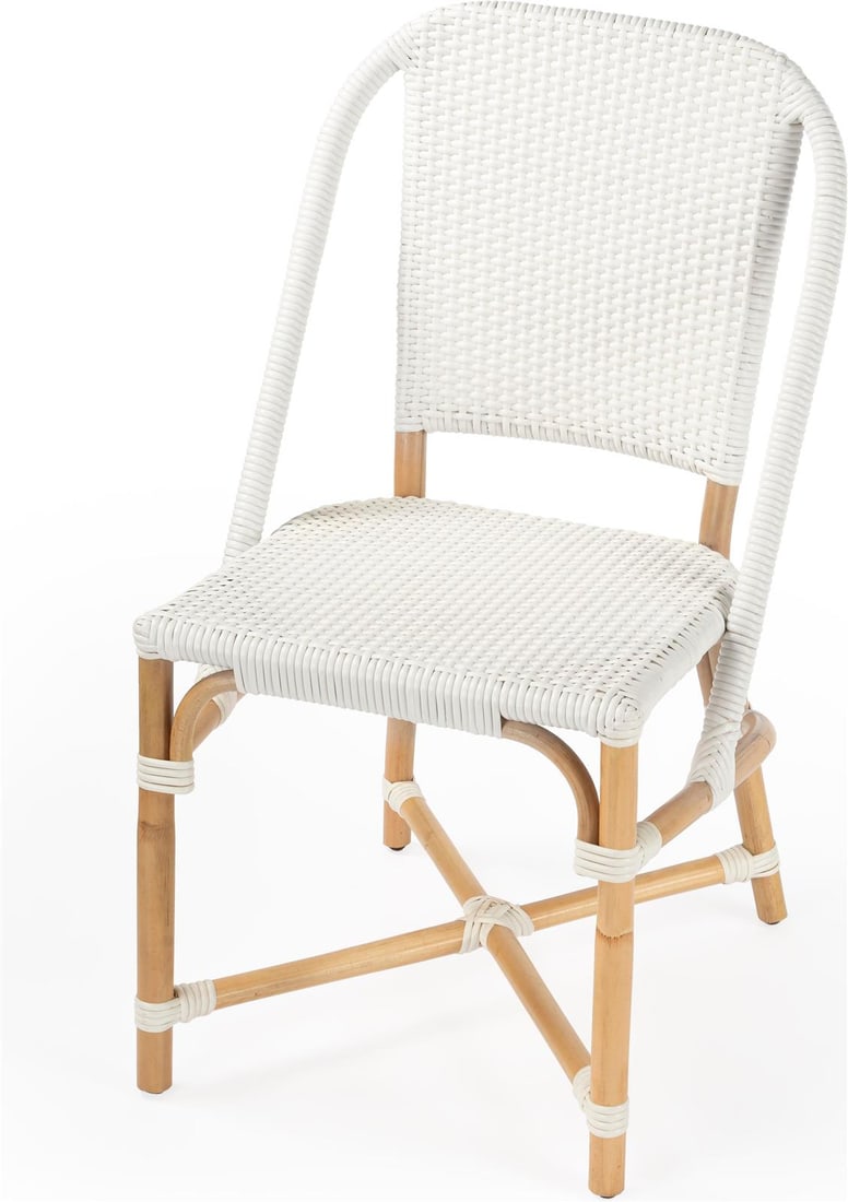 Butler Tenor Coastal Style Side Chair Glossy White Rattan (1 of 9)