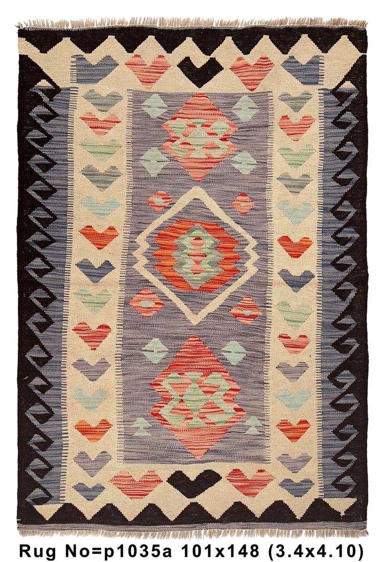 3.4 x 4.10 KILIM Black Gray Handwoven Wool Area Rug: 3.4 x 4.10 KILIM Black Gray Handwoven Wool Area Rug Free continental US Shipping Discover the elegance of our 3.4 x 4.10 KILIM Black Gray Natural Wool Vegetable Dye Kilim Rug, a true representation of