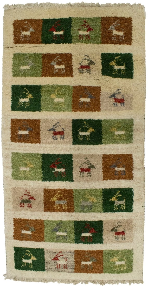2x4 Ft Wool Tribal Geometric Hand-Knotted Area Rug Multicolor Indo-Gabbeh (1 of 13)