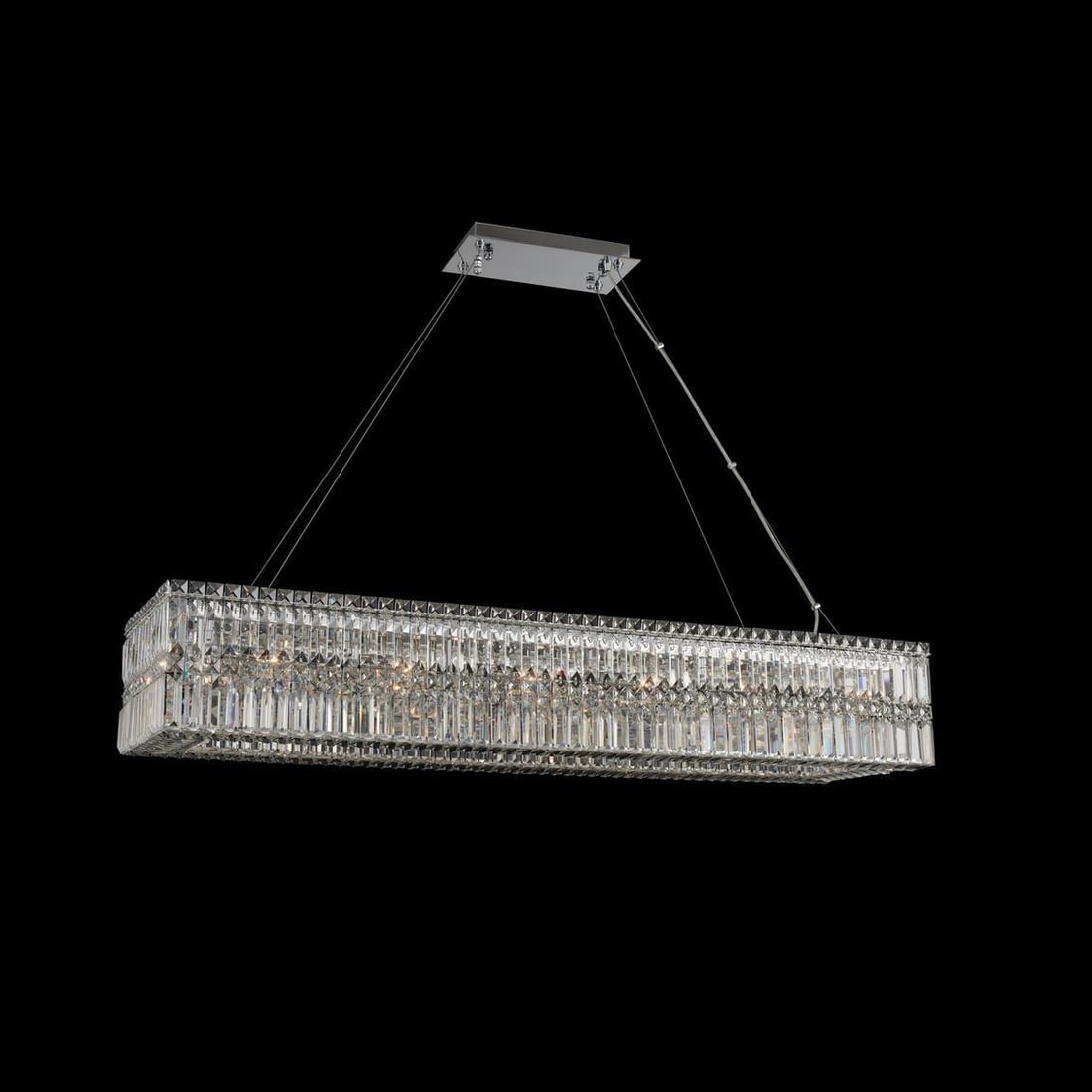 Kalco Rettangolo Chrome Island Light 50in with Firenze Crystal 14 Bulbs (1 of 1)