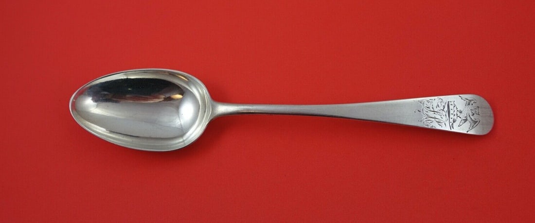 Georgian Sterling Silver Spoon 1792 London Richard Crossley Engraved Owl 8 3/8" (1 of 2)